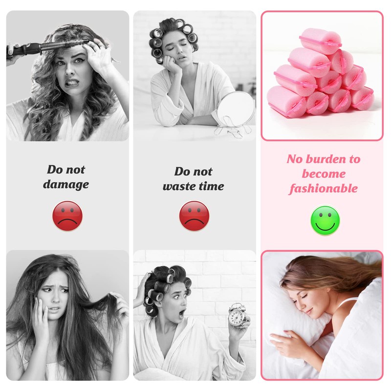 Rodillos de esponja para el cabello, de espuma, para dormir,