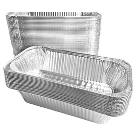 PACTOGO 1/3 Size Steam Table Foil Pans - 12x6 Third Size Aluminum Foil Pans - Disposable Containers (PANS ONLY) Great for Baking, Cooking, Heating, Storing, Prepping Food (Pack of 50 Pans)