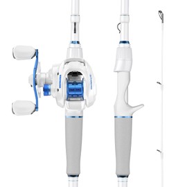 KastKing Centron Lite Baitcasting Fishing Reel Combo 7'0" MH Left Handed Reel White