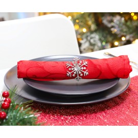 Christmas Concepts® Set of 4 Silver Napkin Rings – Luxury Christmas Serviette Holders – Table Settings (Snowflake)