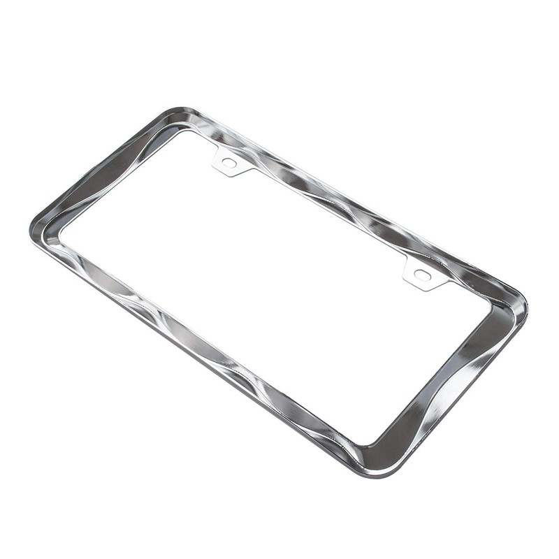 Sgooky 3D Curly Wave Pattern License Plate Holder Chrome License