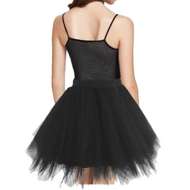 Hanpceirs Cosplay Tutu Skirt for Women 1950s Short Vintage Tulle Petticoat Skirt Ballet Bubble Tutu Black M