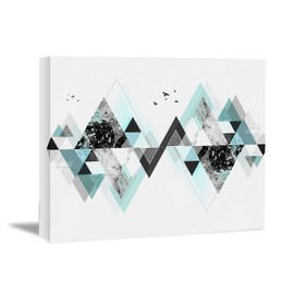 Looife Colorful Geometric Patterns Canvas Wall Art, 40x30 Inch Abstract Triangle Giclee Prints Wall Decor for Home Decoration