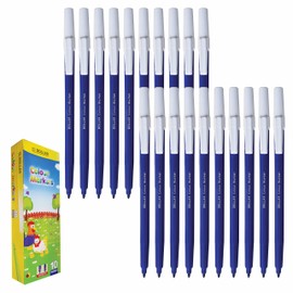 DOLLAR ColourMarkers Felt Tip Colouring Pens, BLUE, Fine Point, Pack of 20, Draw Colour Mark Sketch Write Shade Underline, School Office Home Everyday Use