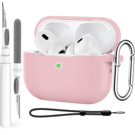 BOBEN AirPods Pro 2nd Generation Case Cover 2022 Silicone AirPods Pro 2 Case Cover with Lanyard and Keychain [Wireless Charging & Front LED Visible] (Pink)