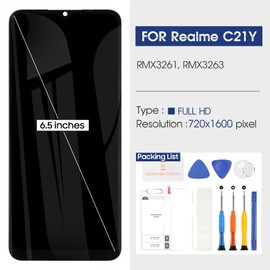 LCD Screen for Realme C21Y / C25Y Display - for Realme C21Y RMX3261 RMX3263 LCD Display Touch Screen for Realme C21Y LCD Digitizer Glass Sensor Pannello Assembly Repair Kit