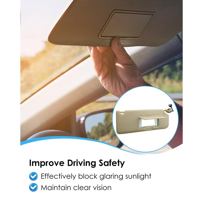 Right Passenger Side Sun Visor Compatible with Honda Pilot 2017-2021