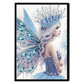 JISHSHAY Diamond Art Notebook Journal Diamond Painting Note Book Gem Art Sketchbook Gem Painting Diary Mosaic Kits for Adults Blank Notebook with Special Shaped 14.5×21cm/5.7×8.26in Elf Fairy