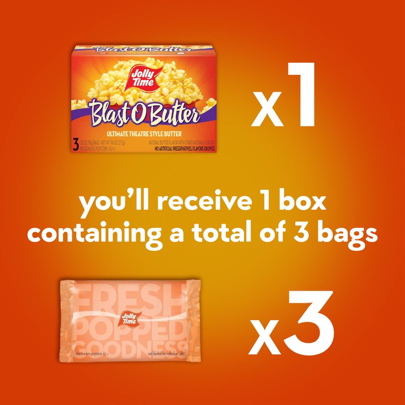 Jolly Time T Blast O Butter Microwave Popcorn, 3.2 Ounce