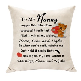 Hasodeo To My Nanny Gifts from Grandchildren Cushion Cover for Nanny Decoration Keepsake Gifts for Nanny Mother's Day Birthday Idea (Nanny-B)