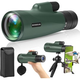 Zoom Monocular Telescope, High Performance Monocular Telescope for Smartphone with Tripod, HD Monocular for Adults, Larger Vision Monocular for Hiking, Hunting, Stargazing, Bird Watching (Green)