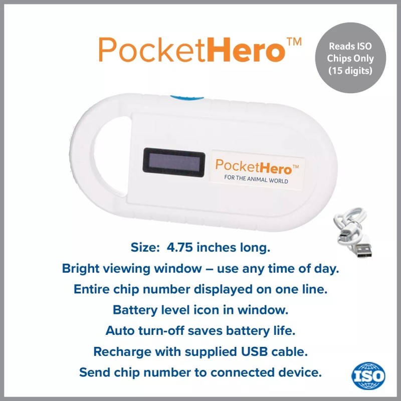 Microchip ID Systems PocketHero Microchip Reader with Black Carrying Case