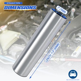 3 Inch Straight Aluminum Pipe Tube (3") 76mm OD Intercooler Tubing, Length 11.8" (300mm),High Class Brushed Treatment Air Intake Tube