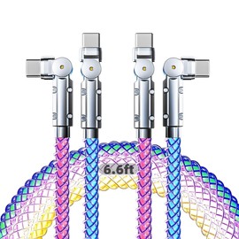 USB-C Light Up Cable 2 Pack 6.6ft LED USB C to USB C Cable Colorful Gradual