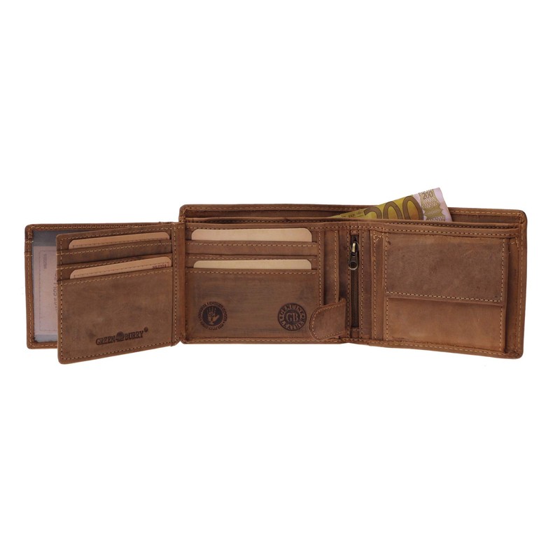 Greenburry Vintage Leather Biker Wallet with Skull 12 x 10