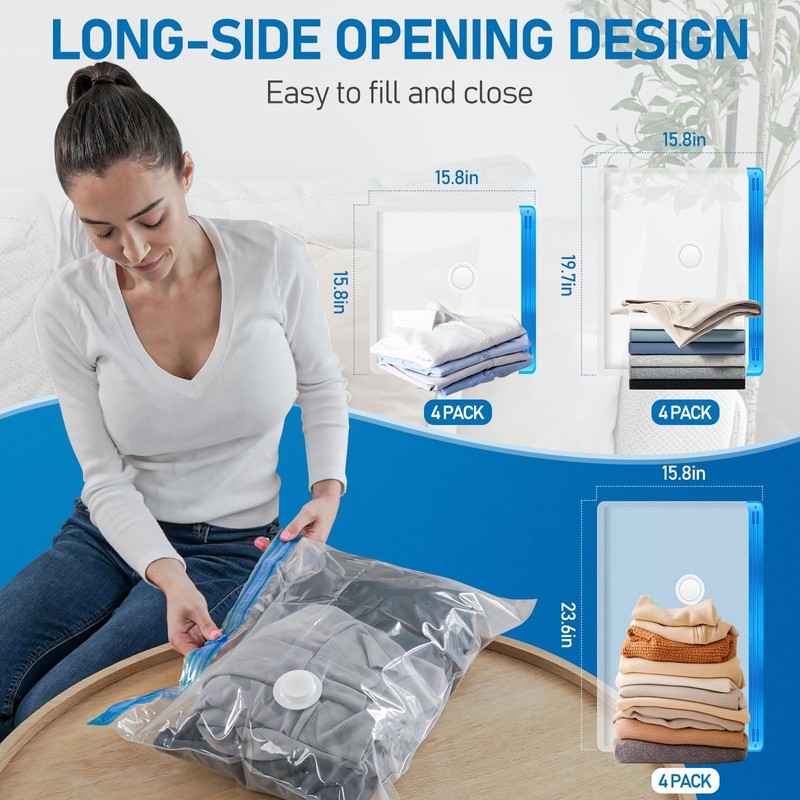 VMstr 12 Pack Refill Storage Bags, Carry-on Sizes with Hand