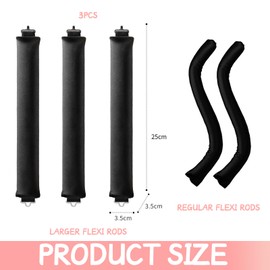 Moguri 3 Stück Hitzefreier Lockenwickler, Flexi Stangen mit Haken, hitzefreier Lockenstab für alle Haartypen, Lockenwickler zum Ausschlafen, hitzefreie Locken über Nacht,Schwarz