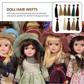 SEWACC 12pcs Doll Hair Wefts Long Straight Synthetic Doll Wig Wefts Doll Hair Extensions for Doll Making