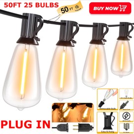 WYZM Outdoor String Lights 50FT LED Warm Edison String Lights Outdoor Patio Lighting