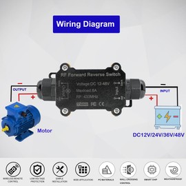 Meskliu Funk-Fernbedienung für DC-Motoren (12-48V/8A) mit wasserdichtem Relais – Vorwärts/Rückwärts, 50m Reichweite – Nass-/Außenbereich, Motoren, Windenkrane, Projektorleinwände Projektorleinwand