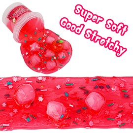 Red Clear Slime, Crunchy Slime for Kids, Slime Party Gifts for Girls and Boys Aged 8-12 Years, Sensory Slime Toy, Christmas and Hallowmas Gift