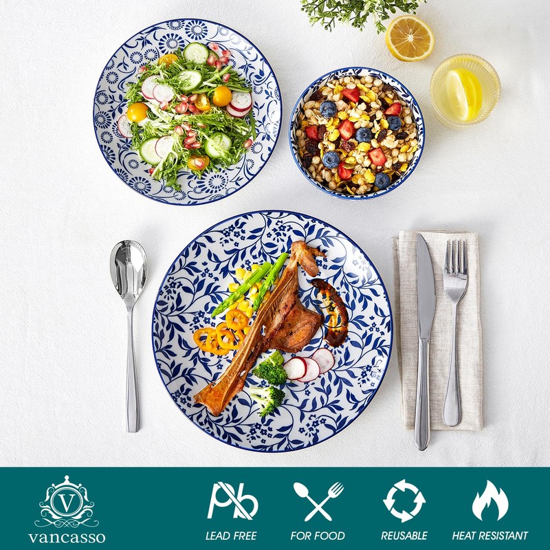 vancasso SELENE Plates and Bowls Set for 4, 12 Pieces