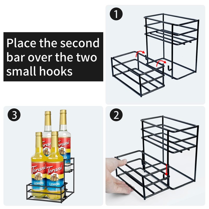 MCSAPIL Coffee Syrup Rack (4 Bottle Capacity)，Coffee Syrup Organizer for