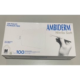 Guante de Nitrilo Soft Blanco Ambiderm Talla Mediana Sin Polvo Caja con 100