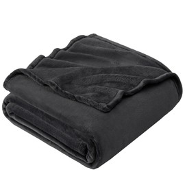 EHEYCIGA Fleece Blanket Dark Grey Throws for Sofas Fluffy Warm Soft Blanket for Bed Settees Armchairs, Fit All Season, Single, 130x165cm