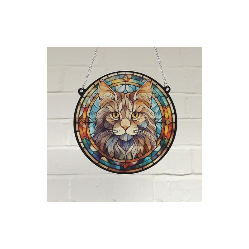 Image Industry Cat Maine Coon Stained Glass Effect Suncatcher -