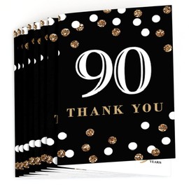 Adult 90th Birthday - Gold - Birthday Party Thank You Cards (8 count)