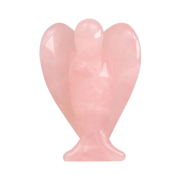 Ouubuuy Natural Rose Quartz Crystal Angel Pocket Guardian Angel Figurines Gift for Reiki Healing 1.5“