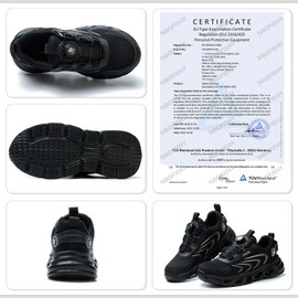 NBOFIEHY Work Shoes Men Women Lightweight Breathable Safety Shoes Non-Slip Steel Toe Cap Shoes with Rotary Knob, Black, EU 46, Black, 11 UK