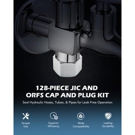 ZELCAN JIC and ORFS Industrial Hydraulic Cap and Plug Hose Tube and Pipe Fitting Kit Cap and Plug Kit with Galvanized 45# Steel and Precision Threading in ORFS and 37° Dash Sizes 4 6 8 10 12 16
