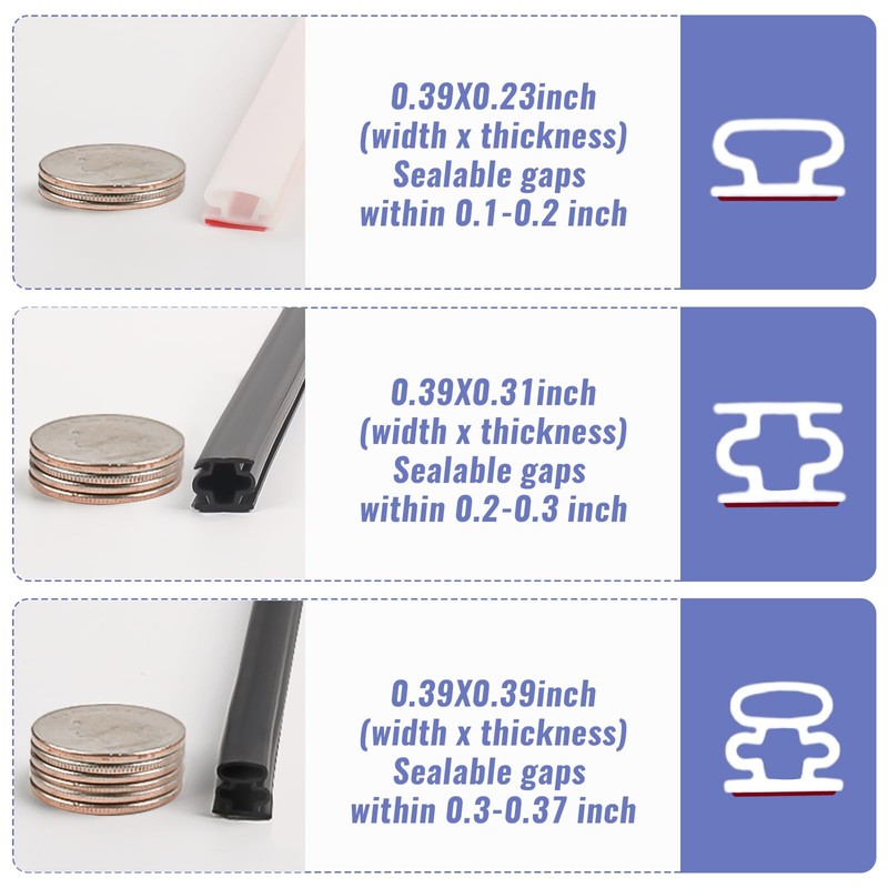 JSIWOTH Weather Stripping, White D-shaped Rubber Seal Strip for Doors/Windows,