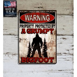 Blackwater Trading Warning Property Protected By A Grumpy Bigfoot 9"x12" Metal Door Cryptid Sign