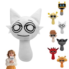 RCYHCY Sprunki Plush, 9.84 Inch Sprunki Plushies, Sprunki Wenda Plush, Sprunki Plush Toy, Soft Stuffed Animal Pillow Birthday Christmas Choice for Fans and Kids Boys Girls (baisebaimaoren)