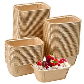 Huucozn 100 Stück Mini Kastenform Kuchen Rechteck Kuchenform Mini Kuchenformen Mini-Backform Mini-Laibkuchenförmchen Papierbackform Set für Kleines Brot Muffins