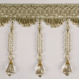 Brilliant Drapery Design Per yard-Drapery Trim - Green - Beaded Trim - Design 4 - 4 1/2" Inches