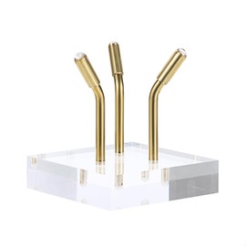 Hipiwe Acrylic Display Stand - Three Metal Peg Display Easel with Acrylic Base for Sphere Crystal Ball Mineral Geodes Rock Agate Small Collectibles Home Decor,Gold,Large