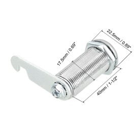 sourcing map Cabinet Drawer Cam Lock 1-1/2 Inch Cylinder Length Fits up to 1-3/8 Inch Thick Panel Different Keys Zinc Alloy Secure File Drawer Tool Box Mailbox 2 Pieces