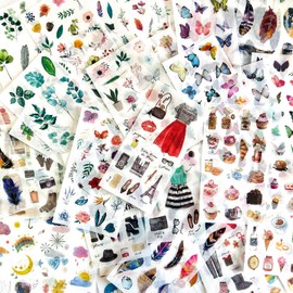 Scrapbook Stickers 750 Pieces Washi Rub Ons Scrapbooking Bullet Journal Aesthetic Sticker Vintage Photo Album Set Sticker Book Adults for DIY Manuals Diaries Photo Albums (Flat Sticker2)