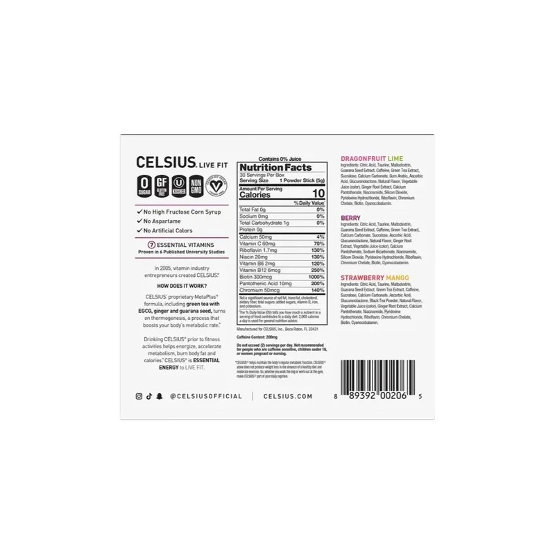 Celsius Energy Powder Sticks 30 Pack