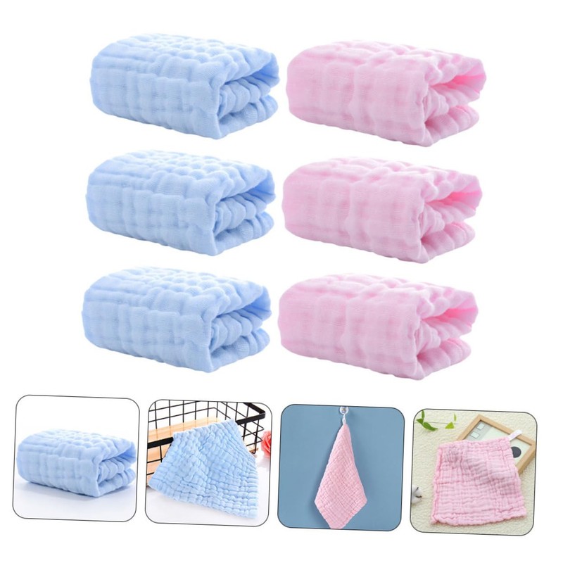 CORHAD 6Pcs Muslin Washcloths Pure Burp Cloths for Boy Girl
