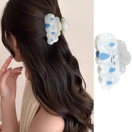 FRUZJAY Cloud Hair Claw Clips Rainy Day Hair Clips Acrylic Hair Catch Clips Funny Emoticons Hair Accessories Non-Slip Hair Jaw Clamp Strong Hold Hair Jaw Barrettes Spring Summer Hairpin for Women
