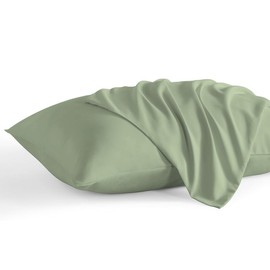 800 Thread Count Egyptian Cotton Pillowcases Set of 2, Super Soft and Breathable Zipper Closer Travel Pillow Cases, 14x20 Inches, Moss Solid