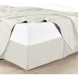 Royal Hotel Bedding Cal-King Solid Ivory Cotton Bed-Skirt, Pleated Tailored Bed Skirt with 15" Drop, 300 TC, 100% Cotton