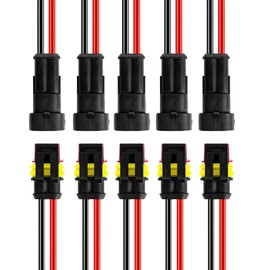 Leucasa 5 Sets 2-Pin Cable Connector Plug 12 V Plug Waterproof Car Plug for Boats, Motorcycles, Scooters, Cars, Trucks and Other Cable Connections