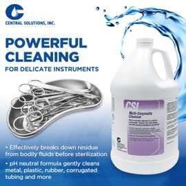 CSI Central Solutions Multi Enzymatic Cleanser - Hospital Grade Medical Instrument Cleaner for Presoak and Manual Processing, 1 Gal, 4 Pack