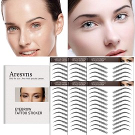 Aresvns Eyebrow Tattoo Sticker 66 Pairs! Newly Improved 4D Black Fake Eyebrows Waterproof and Long-Lasting 3-5 Days,Suitable Sizes,Popular Eyebrow Shape, Eyebrow Transfers Sticker